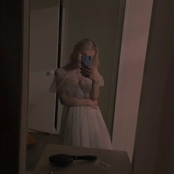 Lace dress Ruffle off shoulder womens lace up cream beige - Picture 12 of 14